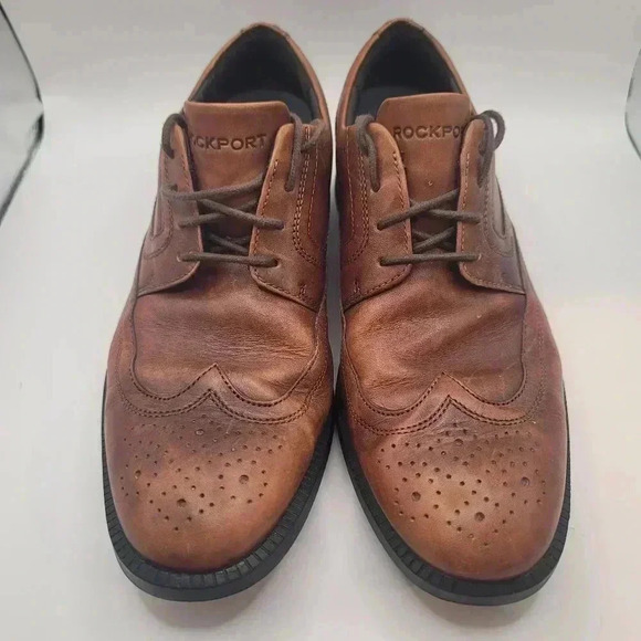 Rockport Men's Dressports Wingtip Cognac Brown Oxfords Size US 7. EUC H79742 - Picture 2 of 8